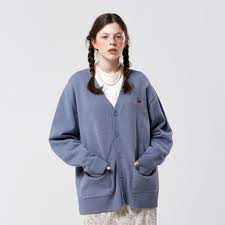 SMALL CHERRY V NECK CARDIGAN KS_BLUE - OUR K - POP