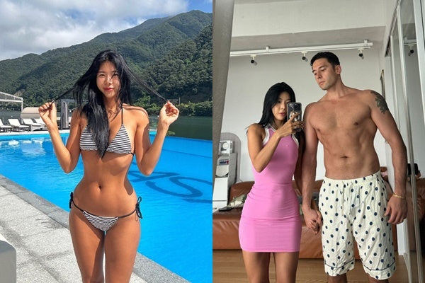 JJ reveals stunning S-line body in revealing swimsuit, captivating fans with her fit lifestyle and recent honeymoon with husband Julien Kang.