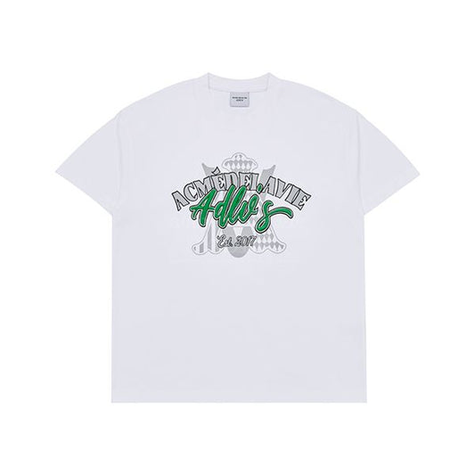 A Logo Monogram Embossing Embroidery Short Sleeve T-Shirt [White] - OUR K - POP