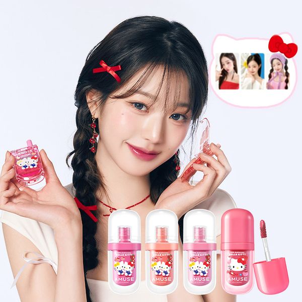 [AMUSE] HELLO KITTY LIMITED EDITION SET (LIP & CHEEK CELL PHONE 01 APPLE SODA + BEBE TINT 09 CHERRY KIKI + JEL - FIT TINT 06 SEOUL GIRL) - OUR K - POP