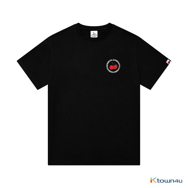 DOODLE CHERRY CIRCLE LOGO T - SHIRT KH (BLACK) - OUR K - POP