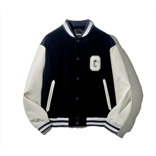 [GROOVERHYME] CORDUROY VARSITY JACKET (GREEN) L - OUR K - POP