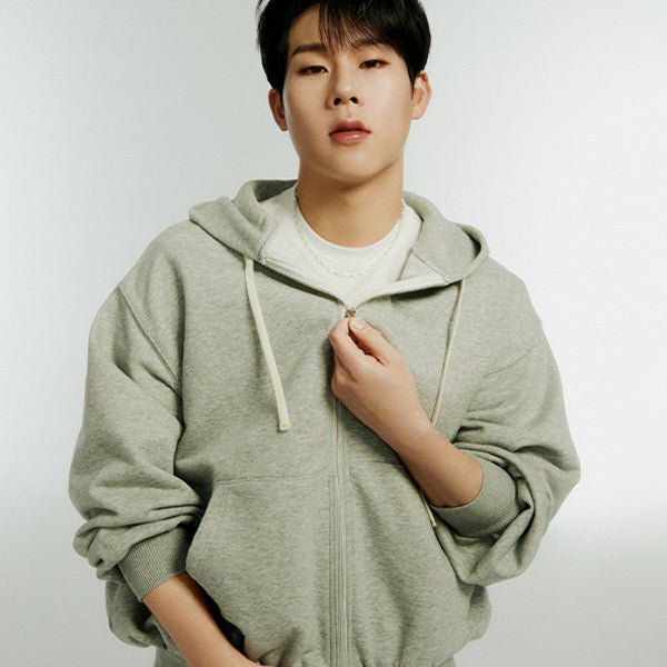 (JOOHEONY 2Gifts) Honest Logo Balloon Hood Zip - Up [Gray] - OUR K - POP