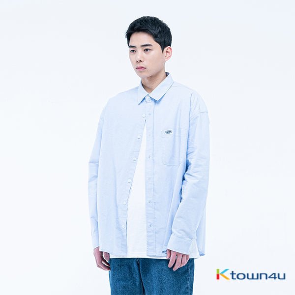 Label Oxford Shirt [Sky Blue] - OUR K - POP