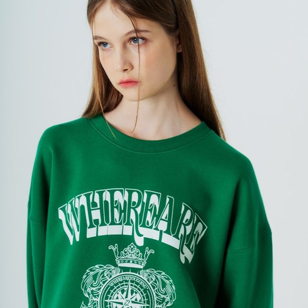 [WHEREAREYOUGOING] Authentic Emblem Sweatshirt [Green][1] - OUR K - POP